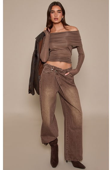 Vintage Chocolate Extreme Asym Slouchy Wide Leg Jeans