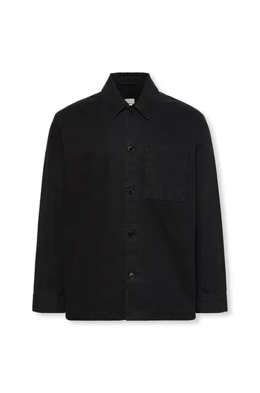 Ls Washed Cotton Twill Shirt Jac Black