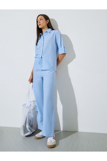 Blue Striped Shirt and Pants Co-Ord Set