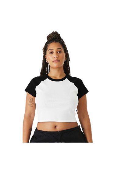 Bella + Canvas Womens/Ladies Baby Micro-Rib Raglan T-Shirt - White/Black