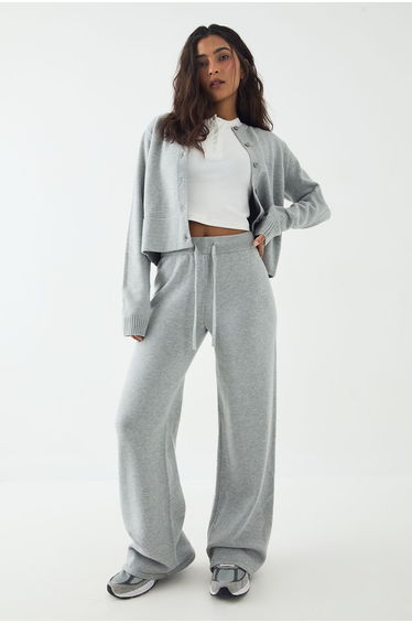 DSGN Studio Knitted Straight Leg Trouser - charcoal