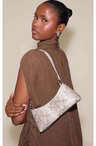 Natural Snake Print Shoulder Bag