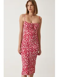 Pink Floral Column Midaxi Dress - 4
