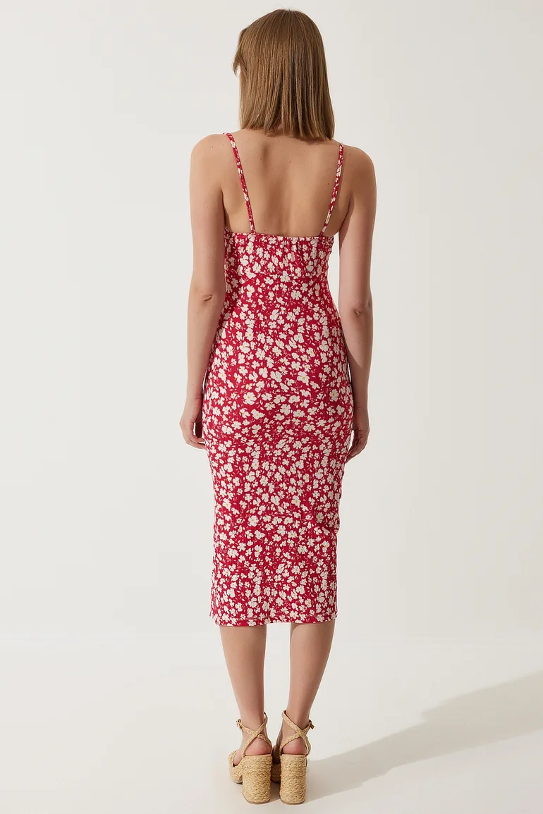Pink Floral Column Midaxi Dress - 3