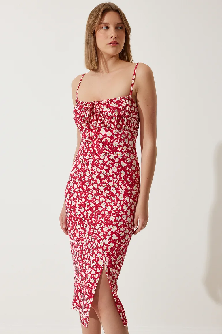 Pink Floral Column Midaxi Dress - 2