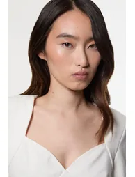 Ponte Short Sleeve Sweetheart Neckline Bodysuit - 1