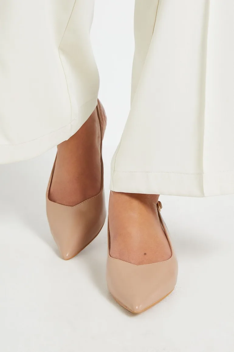 Faelina Faux Leather Slingback Kitten Heel Court Shoes - 1