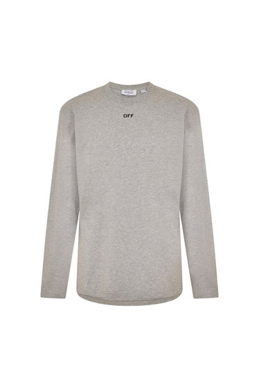 Off White Mens Crew Neck Regular Long-Sleeved - Grey/Black