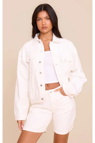 White Low Rise Denim Jorts