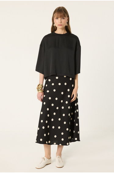 SATIN SKIRT WITH ELASTIC WAIST