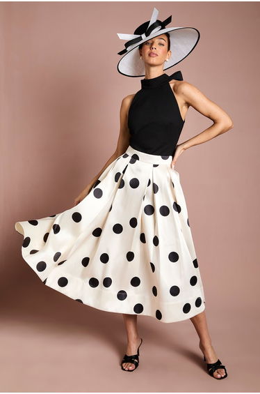 Lisa Tan Spot Print Twill Full Volume Skirt