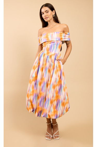 Tatiana Blur Print Bardot Midaxi Dress