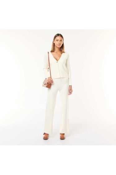 Wide-Leg Ottoman Knit Pants WHITE