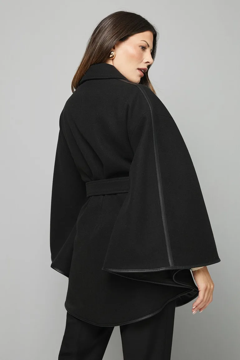 Wool Mix Belted Cape - 2
