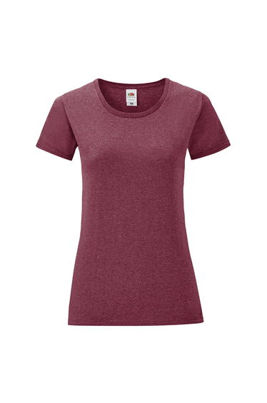 Fruit Of The Loom Womens/Ladies Iconic T-Shirt - Heather Burgundy