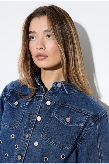 Eyelet Detail Denim Jacket