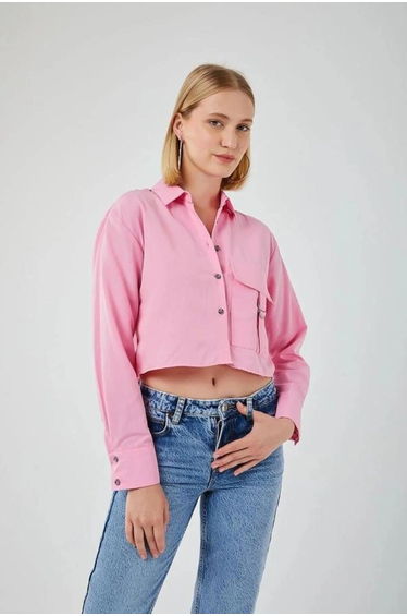 Mixray Crop Shirt with Pocket Detail