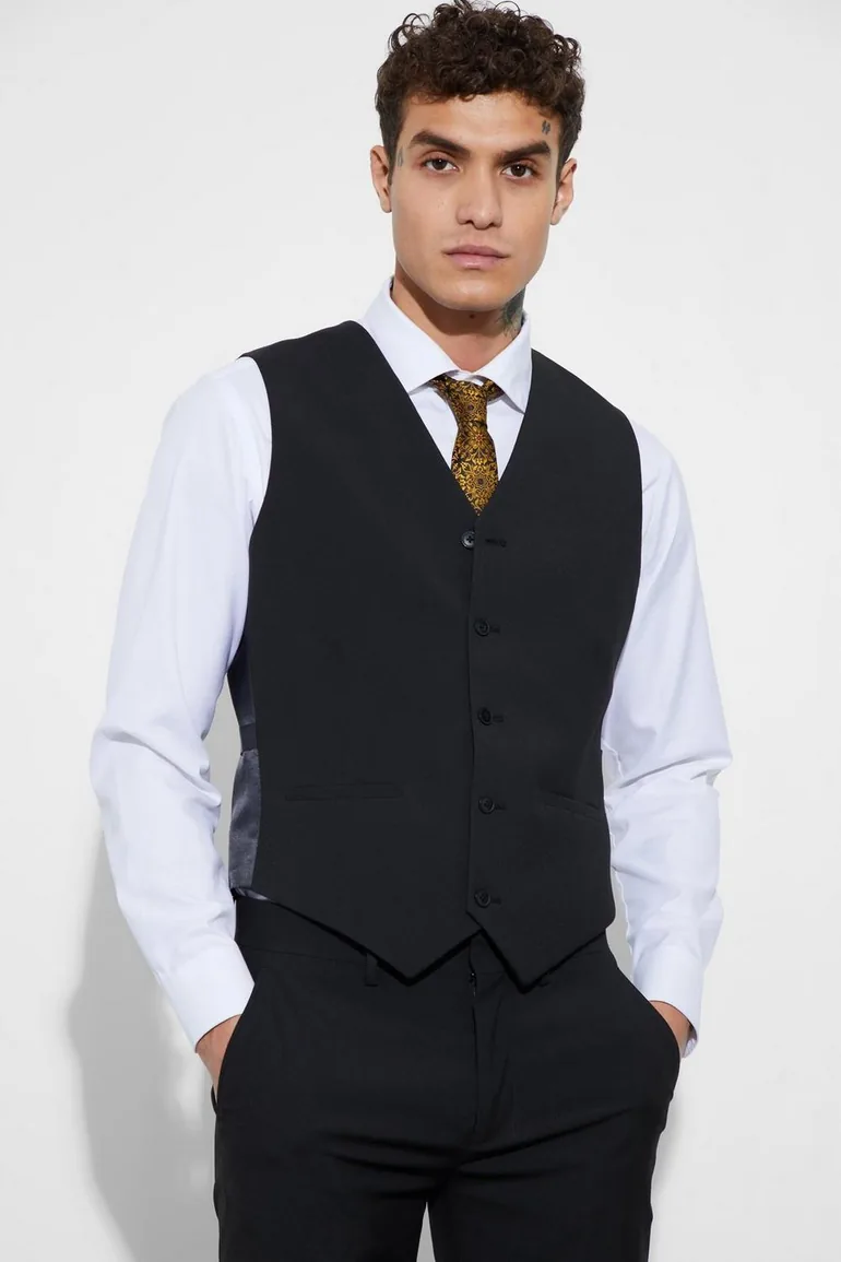 Slim Waistcoat - black