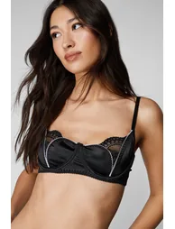 Heart Shaped Zip Cup Underwire Harness 3pc Lingerie Set - 2