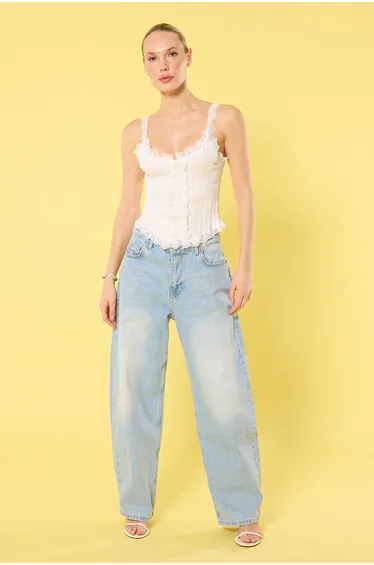 Ecru Lace Detailed Blouse