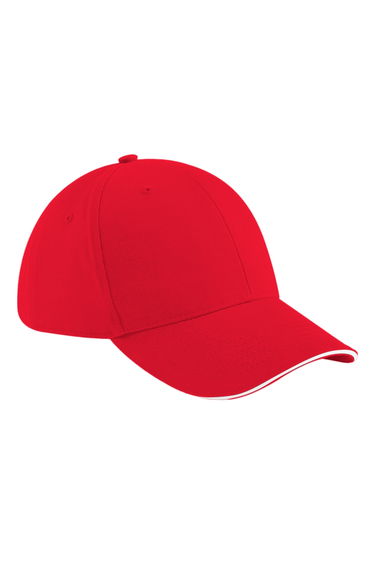 Beechfield Adults Unisex Athleisure Cotton Baseball Cap - Classic Red/White