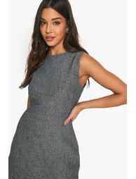 Tweed Tailored Pleated Hem Mini Dress - 3