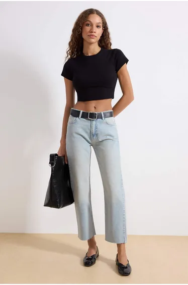Light Blue High Waist Straight Jeans