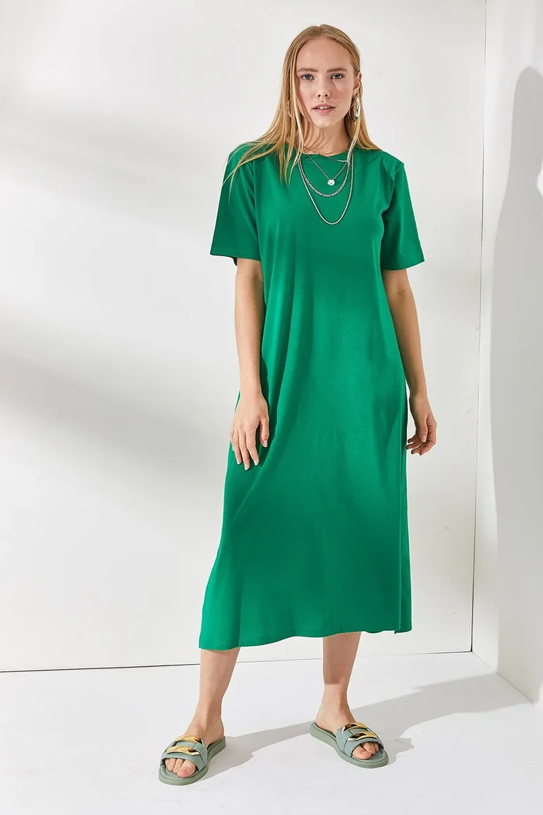 column shirt dress Shop Olalook Green Column Midaxi T-Shirt Dress Online in Kazakhstan