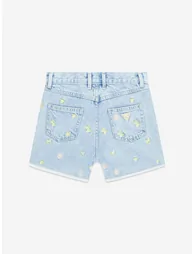 Guess Girls Embroidered Lemon Denim Shorts in Blue - 1
