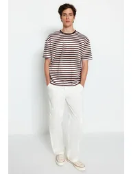 Trendyol Brown Stripped T-Shirt - 1
