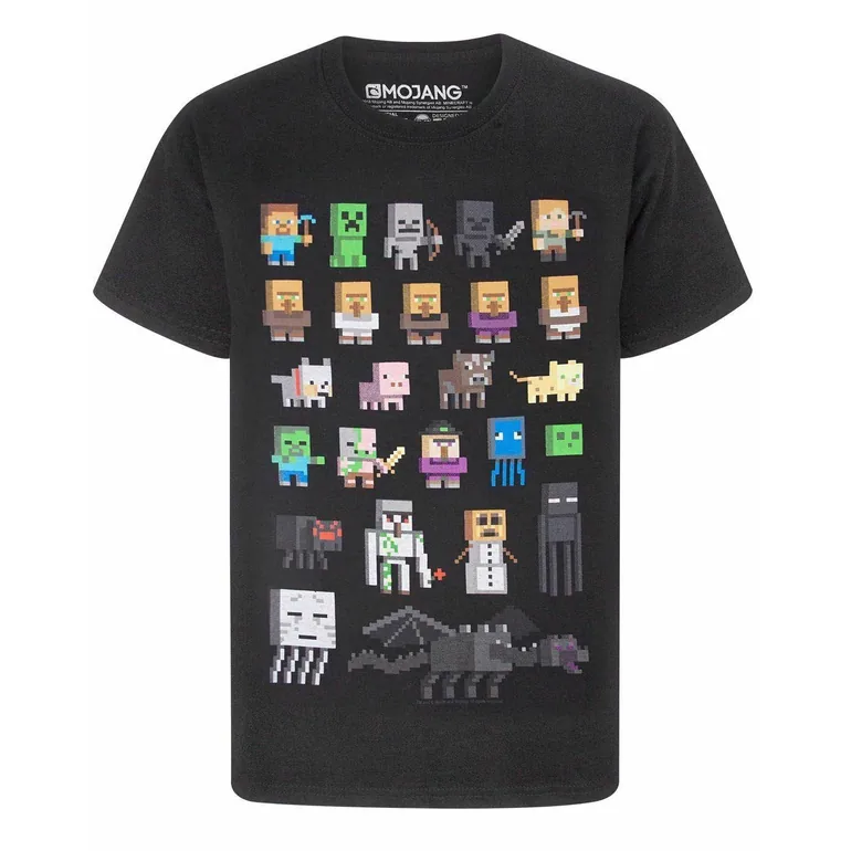Minecraft Childrens/Kids Sprites T-Shirt - Black