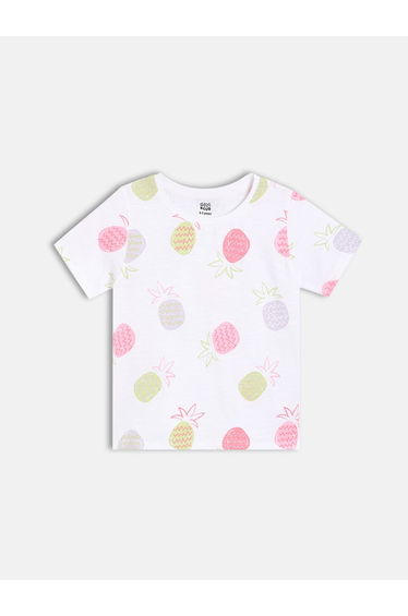 Girls Pineapple Print Cotton T-Shirt