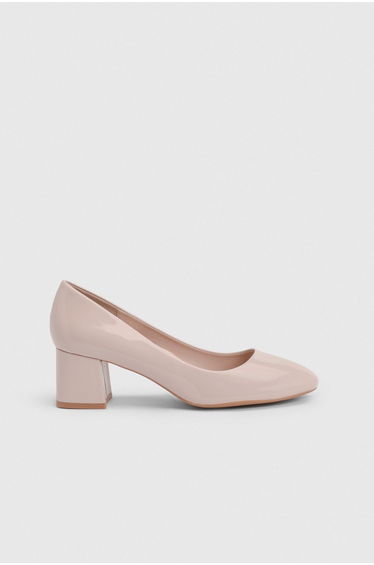 Good For the Sole: Bea Faux Patent Leather Medium Block Heel Court Shoes
