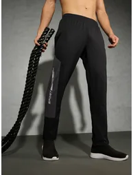 Men Black Relaxed Fit Contrast Panel Track Pants