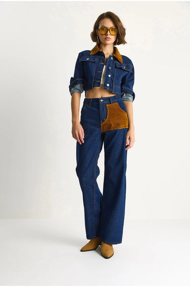 LUCCI High Waist Denim Co-ord Set with Shirt Collar