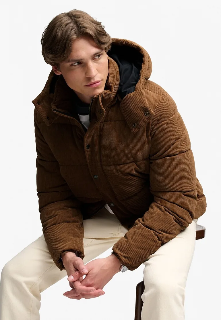 Corduroy Hooded Padded Jacket - 4