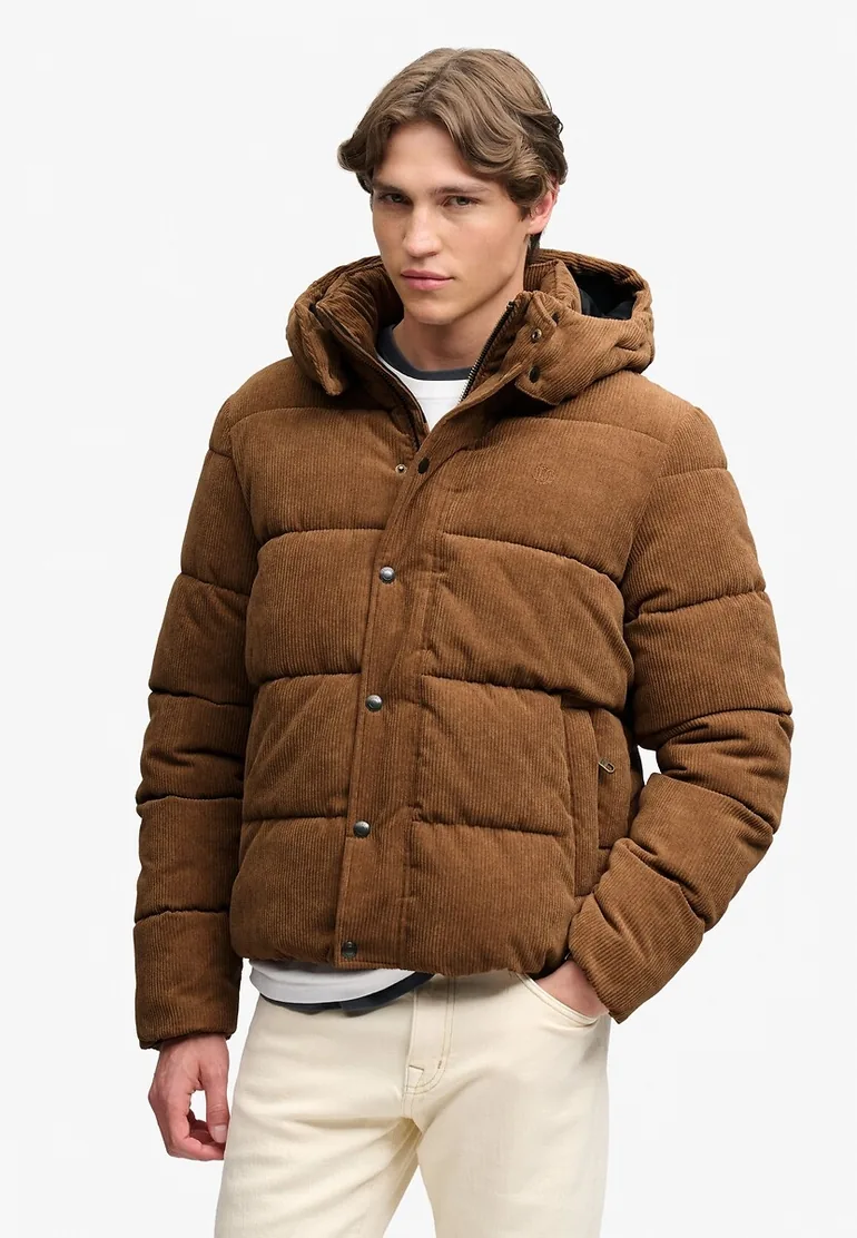 Corduroy Hooded Padded Jacket