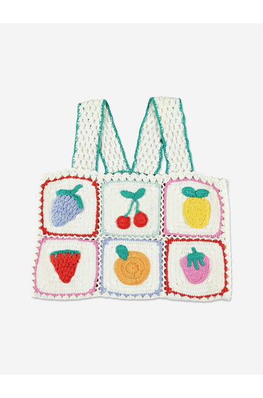 Girls Knitted Fruit Top in Ivory