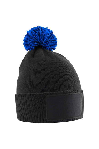 Beechfield Childrens/Kids Snowstar Patch Beanie - Black/Bright Royal