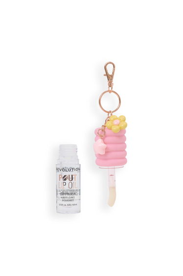 Revolution Pout Lip Oil Lychee Clear With Pink Charm