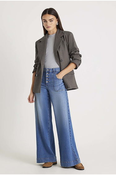 Blue Wide Leg Pocket Front Jeans