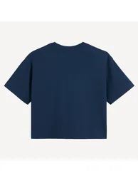 Crew Neck T-Shirt Printed with Slogan and Flowers - 2