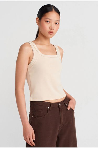 Dilvin Women's Ribbed Cotton Cami Blouse