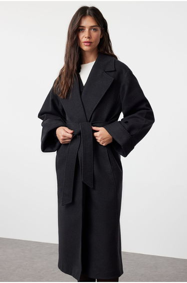 Anthracite Oversize Belted Coat
