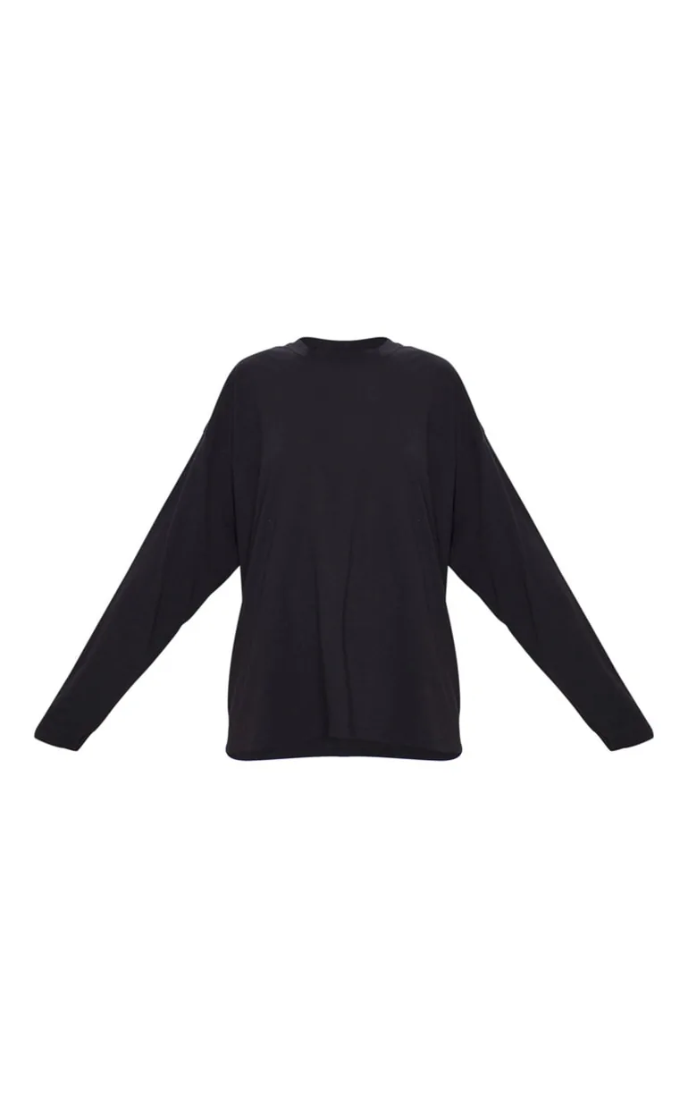 Organic Black Oversized Long Sleeve T-Shirt - 4