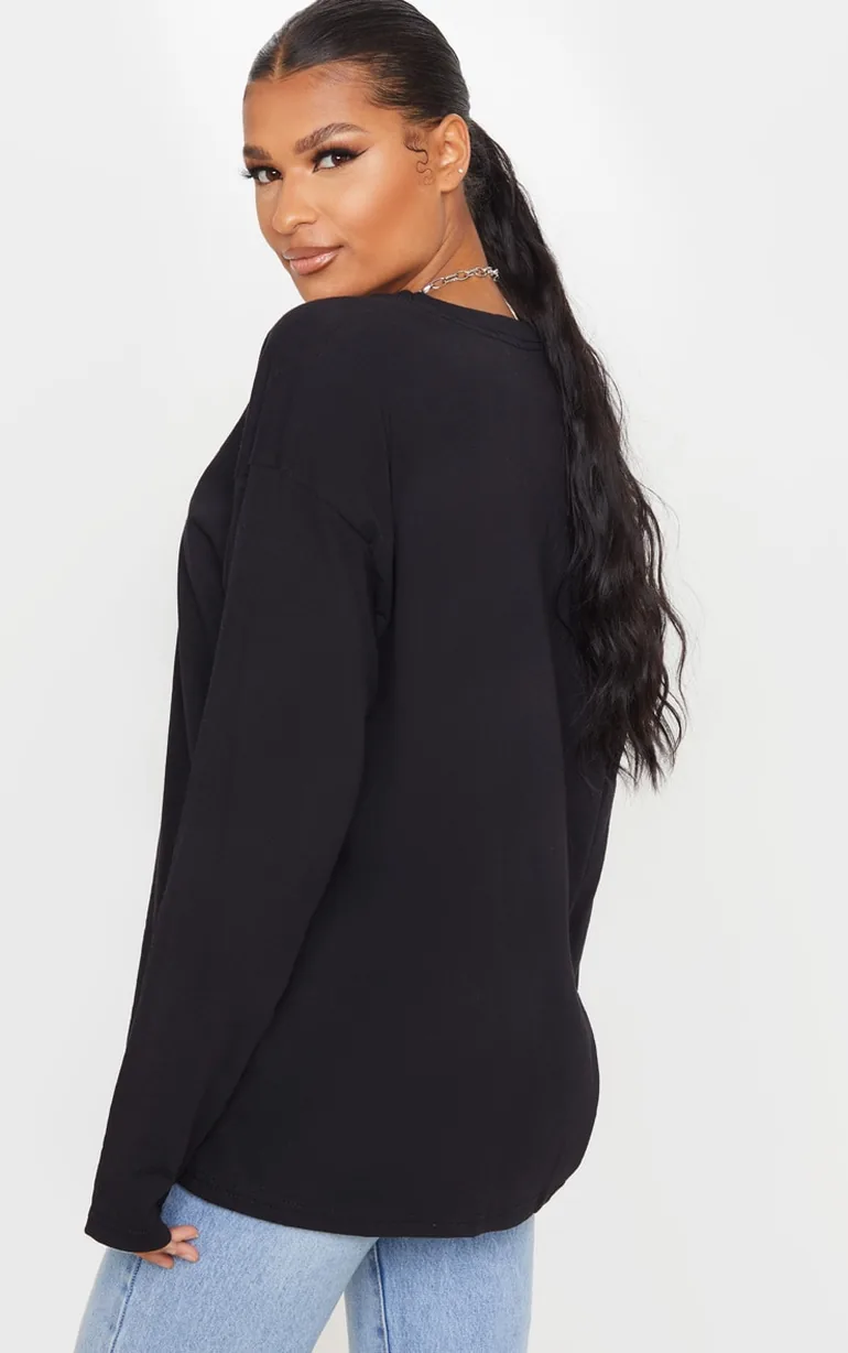 Organic Black Oversized Long Sleeve T-Shirt - 1