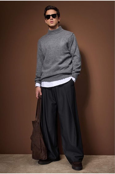 Anthracite*001 relaxed straight neck pullover