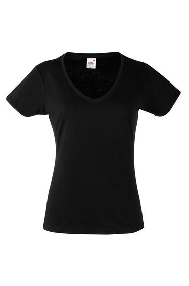 Fruit Of The Loom Ladies Lady-Fit Valueweight V-Neck Short Sleeve T-Shirt - Black