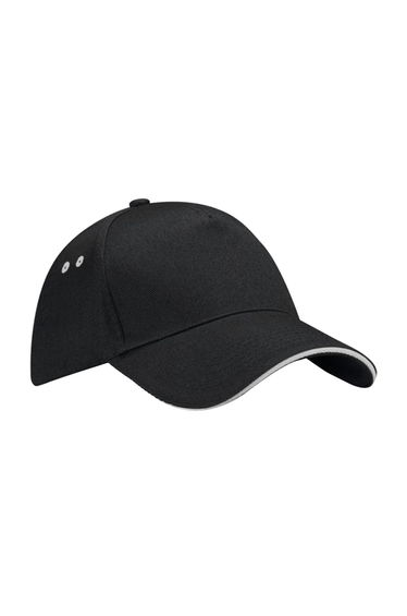 Beechfield Unisex Ultimate 5 Panel Contrast Baseball Cap With Sandwich Peak / Headwear - Black/Light Grey