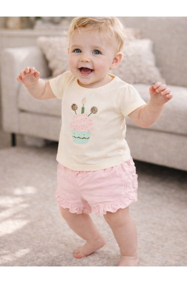 Baby Girls Printed Top and Shorts Set